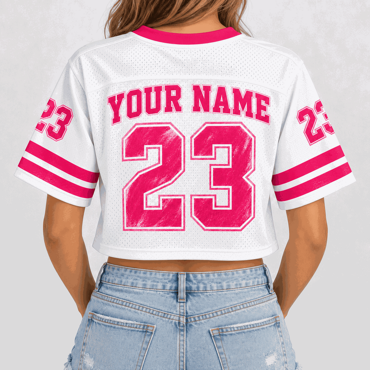 Lotusprint LLC Personalized Bold Crop Top Football Jersey, Custom Team Number Women Jersey